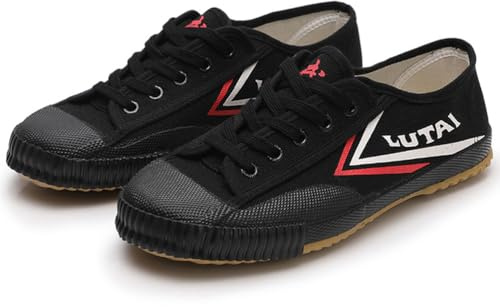 PENXZT Kampfsportschuhe Unisex Tai-Chi Sneakers Shaolin Mönch Kampfsportschuhe Mode Qigong Trainerss,Schwarz,45 EU