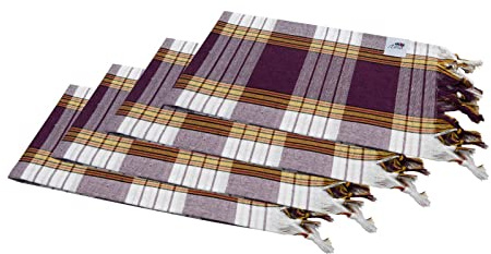 my Hamam Handtuch Set 4er Set - 4 x lila kariert, Hamamtuch Pestemal Saunatuch, Badetuch Strandtuch, für Hamam Sauna Wellness Massage, je 80 x 180 cm