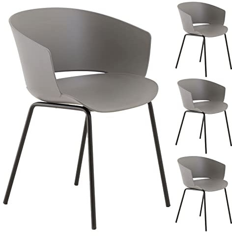 IDIMEX Gartenstuhl NIVEL im 4er Set aus Alu und Kunststoff in grau, schlanker Terrassenstuhl aus Polypropylen und Metall, Sitzschale UV-beständig