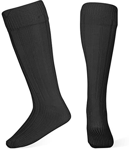 Hamilton Kilts Calcetines escoceses tradicionales escoceses para hombre, Negro, L
