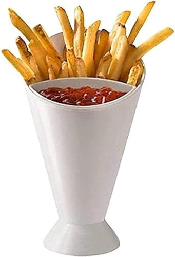OrionMart Snack Holder with Removable Dip Bowl French Fries Serving Bowls – Reusable Plastic Chips and Dip Bowl/Stand - for Party Home Restaurant Travel