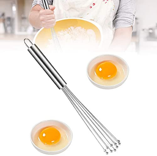 Stainless Steel Ball Whisk Egg Beater Manual Mixer Egg Whisk for Kitchen Cooking Beating Mixer Kitchen Egg Stirrer Cooking Blender for Egg Flour Meat Cake Baking Food Seasoning Manual Mixers