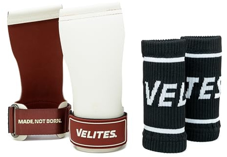 Velites | Maniques Quad Ultra + Bandeaux de Poignets + Sac de Transport | Plus de Grip, Plus de répétitions | Utiliser sans magnésium | Cross Training et Entraînement Fonctionnel