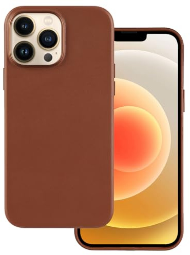 Docco Jette entworfen für iPhone 13 Pro Max Lederhülle, Handgefertigte Echtlederhülle für iPhone 13 Pro Max, Kompatibel mit integrierte Magnete für MagSafe Aufladung-Braun