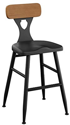 Barhocker, Barhocker, Drehhocker, Retro-Eisenstange, Kunststoffsitz mit Massivholz-Rückenlehne, Barstuhl, Frühstücksstuhl, Theke, 4 Größen, Haltbarkeit (Größe: 75 cm), Jede Familie