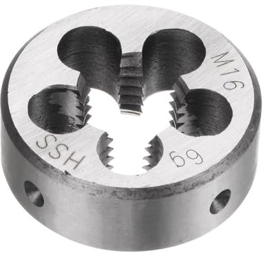 QUARKZMAN Filières à Fileter Rondes, Filetage Métrique M16 x 2 (Droite), Acier Rapide (HSS) Outil de Réparation de Filière de Coupe de Vis