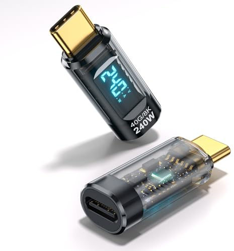 USB C Adapter 240 W, Leistungsmessgerät-Tester für Spannung und Stromstärke, digitales LED-Display, Typ-C-Stecker-Verlängerungskabel von Stecker zu Buchse, für iPhone 15/16, MacBook, iPad und mehr