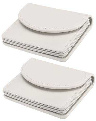 QUARKZMAN PU Leder Visiten Karten Etui 2Stk Visiten Namens Karten Etui Geldbörse mit Magnet Verschluss Tasche Etui für Damen Kredit Ausweis Weiß