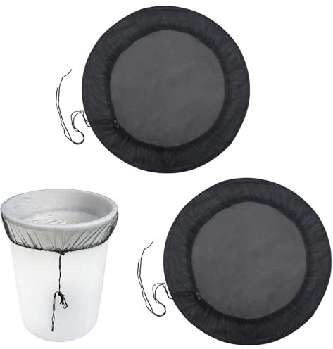 2 Pièces Filet pour Citerne De Pluie, Housse pour Tonneau Réglable de Pluie avec Cordon de Serrage, Housse pour Tonneau de Pluie Ronde, Protection Contre Les Moustiques et Les Feuilles (80 cm)