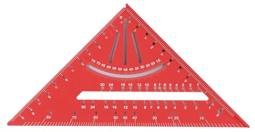 ZAWELIYO Goniometro Quadrato 7 Pollici a 90 Gradi per Trave Quadrata in Lega di Alluminio per la Lavorazione del Legno, Righello Triangolare, Strumento di Marcatura per (Rosso)