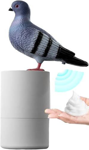 Seifenspender Automatisch, Realistische Vogelmodell Schaumseifenspender, Batteriebetriebener Non Touch Spülmittelspende, Wasserdicht Elektrischer Seifenspender Mit Infrarot Bewegungssensor (Grau)