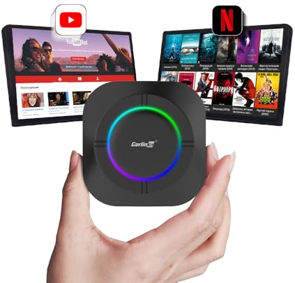 CarlinKit Adattatore AIBox Android 13.0 – Wireless CarPlay e Auto 4 GB+64 GB, supporto 4G Full Internet/GPS/scheda SIM, per auto con CarPlay cablato