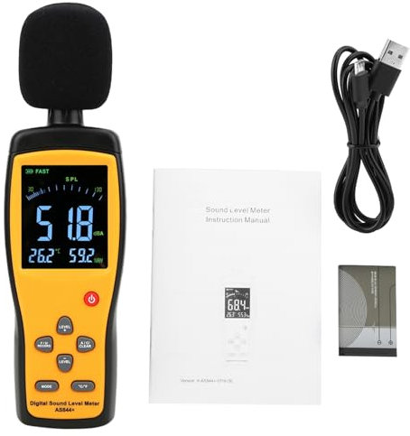 SMART SENSOR AS844+ Fonometro digitale Misuratore di decibel Monitor del rumore Strumento di misura DB Monitor del rumore Strumento di misura DB