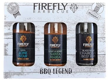 FireFly BBQ Legend – 3 Beefy BBQ Rub Gift Set – Premium Steak, Brisket & Burger Seasonings – Ideal BBQ Gift for Him, Dad & Grill Lovers – Gluten Free