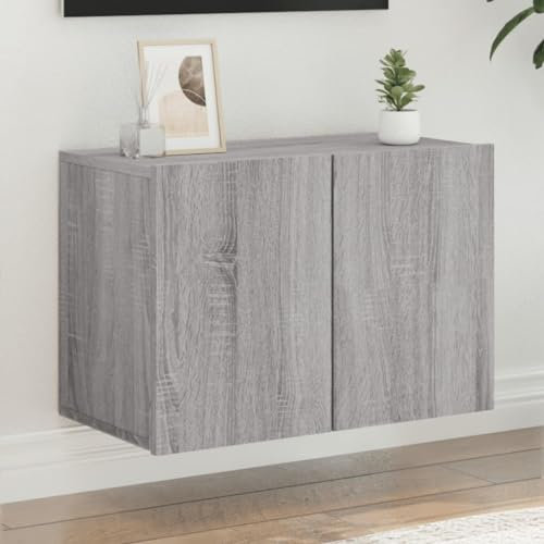 Homgoday Meuble TV mural gris Sonoma 60 x 30 x 41 cm, meuble TV meuble bas pour TV pour table de salon industrielle, support TV salon