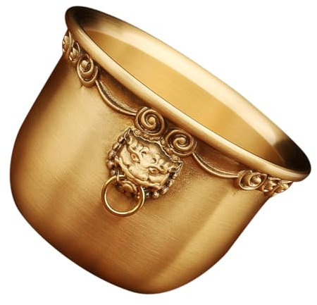 OSOLADY Brass Lion Treasure Basin Pure Decorative Bowl for Buddha Meditation Feng Shui Ornaments Home Office Decor Gifting for Status Taste
