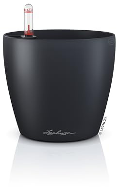 LECHUZA Classico Color 14 16695 Pot de Fleurs avec système d'irrigation, indicateur de Niveau d'eau et bac à Plantes, Surface Mate, diamètre 15 x 13,5 cm, Gris Ardoise