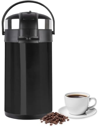 MantraRaj Airpot Flask 3L Double Wall Insulated Thermal Coffee Carafe with Pump Action & 360° Rotating Base Stainless Steel Hot Water Dispenser for Tea, Coffee & Cold Drinks 3 Litre (Black)