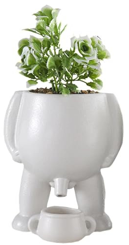 GBKBVTATDK Divertidas Macetas Decorativas Interior PequeñAs con Forma Humana, Tiestos para Plantas Interior para Suculentas, Macetero Regalo para Los Amantes de Las Plantas(White)