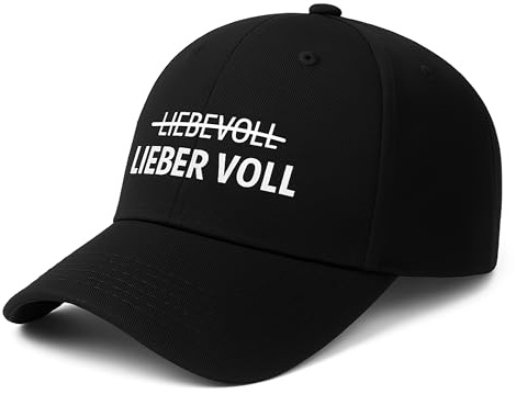 dalerno LIEBEVOLL Lieber VOLL Kappe Schwarz Lustige Basecap Alkohol Feiern Party Malle Cap Festival Herren Damen Junggesellenabschied Geschenk Cappy