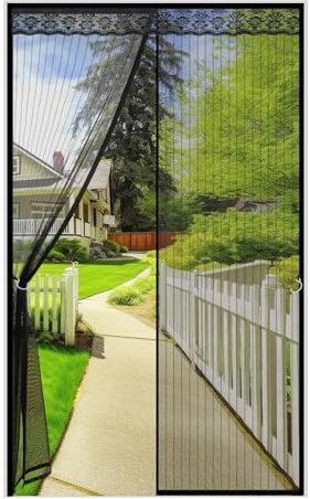 Mosquitera Puerta Magnetica, 100 x 210 CM, Mosquitera Cortina Puerta Magnetica Imantada Exterior,con Imanes más Potentes,con Velcro para Puertas de Balcón o Patio (Negra)