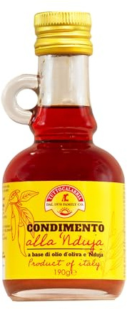TuttoCalabria, Aceite de Oliva Virgen Extra con 'Nduja 190 ml, Condimento picante y ahumado, Infusionado artesanalmente, Sabor intenso, Ideal para carnes, pasta, pizza y marinados gourmet