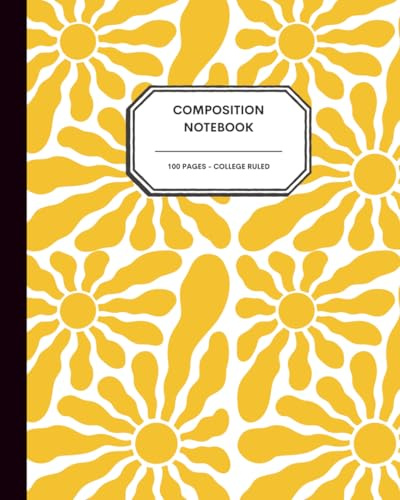 Sunny Soul: Boho Summer Journal Notebook – 8x10” – 100 College Ruled Pages – Abstract Yellow Sun Design – Uplifting Stationery for Creatives, Students & Free Spirits