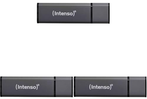 Intenso Alu Line - Chiavetta USB da 4GB - Pendrive USB 2.0, Antracite (Confezione da 3)
