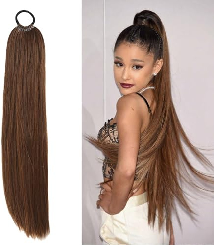 Pferdeschwanz Haarteil Haarverlängerung Zopf, Zopf Extension Haarteil Mit Gummiband Haarverlängerung Mit Gummiband Fake Haare Hair Extensions Ponytail Extension Klammer für Täglichen Gebrauch
