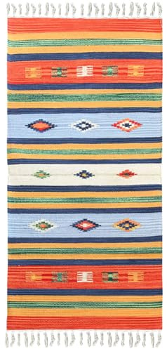 Pierre Tappeti Kelim Mehrzweck-Teppich, 100 % Baumwolle, waschbar, KELIM 06 cm.70x140 Stuoia für Küche, Bad, Eingangsbereich