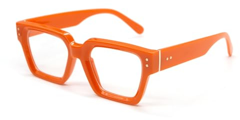 LJCZKA Quadratisch Blaulichtfilter Brille für Damen Herren Klobig Dicker Rahmen Eckig Brille Ohne Stärke Anti-Müdigkeit Computerbrille für TV, Gaming