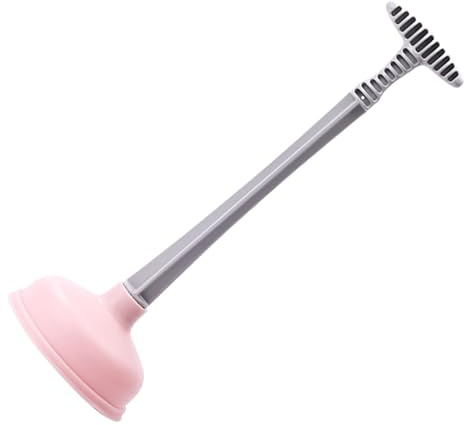 Homoyoyo Stura WC in ABS e Gomma con Manico Lungo Ergonomico Ventosa ad Alta Pressione per Disostruire Scarichi Bagno e Cucina Strumento Domestico per Sbloccare Lavandini e WC Rosa