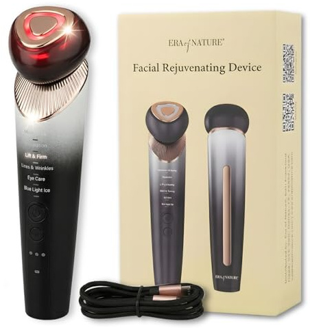 Era of Nature Red Light Facial Toning Device – 3-Mode Microcurrent & Red Light Technology – Lift, Tighten & Infuse – Compact Rejuvenating Skin Tool – Home Beauty Device