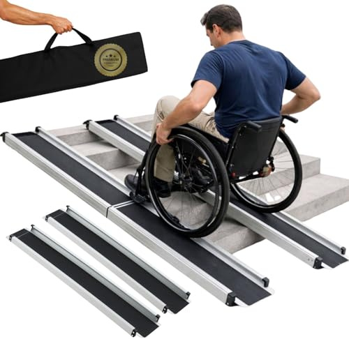 OrtoPrime Telescopic Ramps for Wheelchair Pack X2 Extendable Ramps Disabled Non-Slip – Salva Ramp Steps Aluminium Step Portable – Wheelchair Ramp Stair Lifter