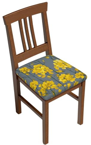 JEKYDOSD Rapeseed Flowers Print Square Cushion Cover Seat Covers for Dining Room, Removable Washable Anti-Dust Chair Seat Protector