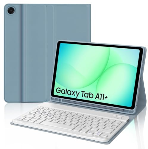 SENGBIRCH Funda con Teclado para Samsung Galaxy Tab A11 Plus 2025, Teclado para Samsung A9 Plus, Español Ñ Bluetooth Desmontable Keyboard Galaxy Tab A9+ / A11+ 11 Pulgadas, Azul