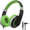 RockPapa I20 Cuffie per Bambini On Ear, Cuffie con Filo e Microfono per Bambina Ragazzi Bambino, Cuffie Pieghevoli per Scuola/Viaggio/Telefono/Tablet, Nero Verde