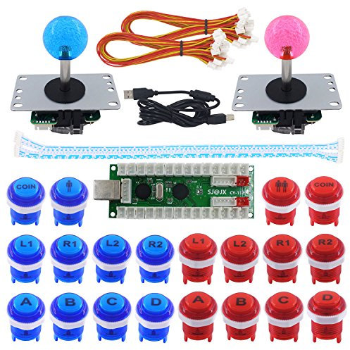SJ@JX 2 Player Arcade Game DIY Kit Arcade Joystick Controller Mechanical Keyboard Switch Retropie Raspberry MAME Arcade Button