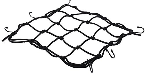 Filet de Rangement de Moto Filet à Bagages avec 6 Crochets de Fixation Elastique Réglables Net Casque 30 x 30cm Corde Emballage (Black)