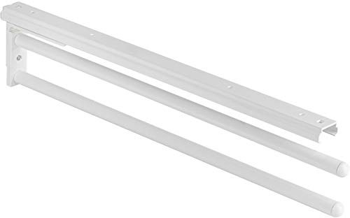 Gedotec Portasciugamani | H6008 | Portasciugamani estraibile con 2 bracci | 1 pezzo | Lunghezza portasciugamani 465 mm in bianco | per bagno e cucina orientabile a 90°