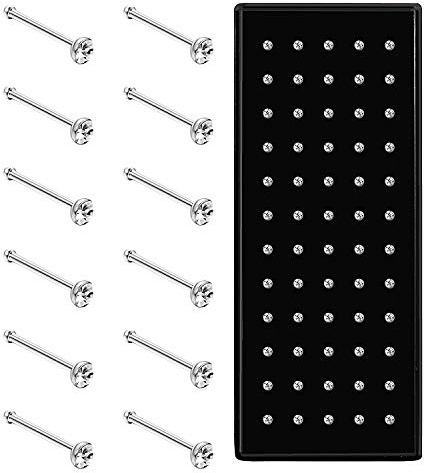 Aroncent 22G Chirurgenstahl Piercing Kristalle Körper Nasen Piercing Helix Ohrring Körperschmuck Set 60 PCS