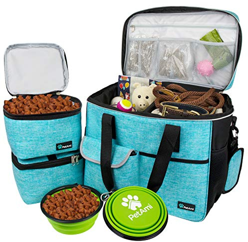 PetAmi Hunde-Reisetasche, von Fluggesellschaften zugelassener Tragetasche, Organizer mit Multifunktionstaschen, Lebensmittelbehälter und faltbarem Napf, Katzen (Meerblau, groß)