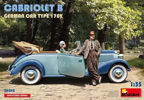 MiniArt 38018 1:35 Dt. PKW Typ 170V Cabriolet B-originalgetreue Nachbildung, Modellbau, Plastik Bausatz, Basteln, Hobby, Kleben, Modellbausatz, Zusammenbauen, unlackiert