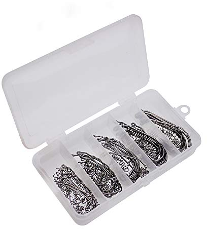 VOANZO 50 Stück Kurbel Haken Lock Pin Anzug Angelhaken Set Hartstahl Jig Köder scharf Fischhaken für Salzwasser Süßwasser