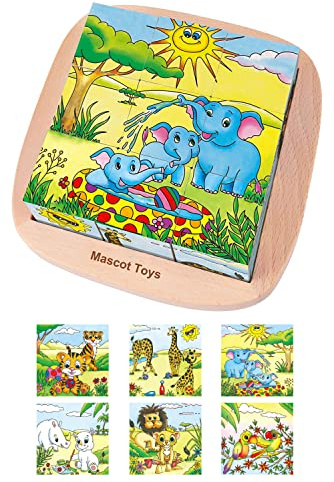 Puzzle Bambini 3 Anni in Legno e Libro da Colorare - Giochi Educativi Montessori con Cubi Impilabili - Certificato CE regalo di Natale o di Compleanno