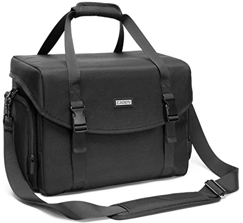 CADeN Camera Bag Case Shoulder Messenger Bag with Tripod Holder Compatible for Nikon, Canon, Sony, DSLR SLR Mirrorless Cameras Waterproof (Black, Large)