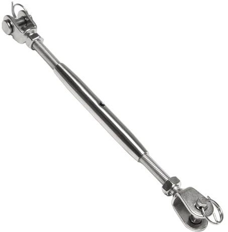 PRIOstahl Wantenspanner Drahtspanner Seilspanner Spanner Spannschloss Spannschraube - M5 x 1 Stück Gabel - Gabel Befestigung Rankhilfe für Drahtseile Seile Sonnensegelspanner aus Edelstahl V4A