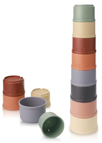 NIWWIN 8 Stück Stapelbecher, Sortier und Stapelspielzeug,Badespielzeug,Spielzeug zur Frühentwicklung Mehrfarbig Stacking Cups,Geeignet für Kinder älter als 6 Monate.