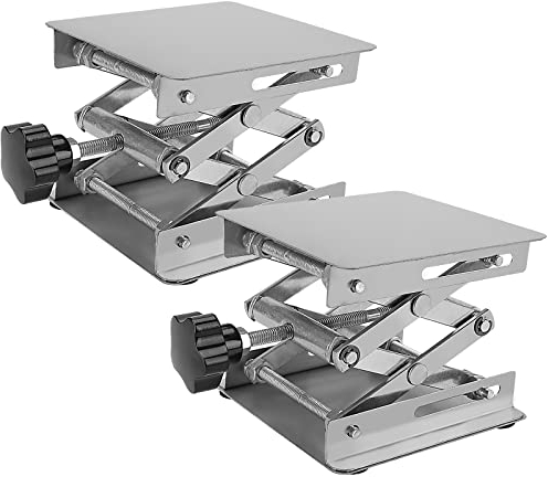 KOHAND 2 Pack 4 x 4 Lab Jack Stand, Stainless Steel Lifting Platform, Expandable Scientific Scissor Lift Table, Lift Height Range from 45 mm to 160 mm, 5 kg/11 lbs Support Weight