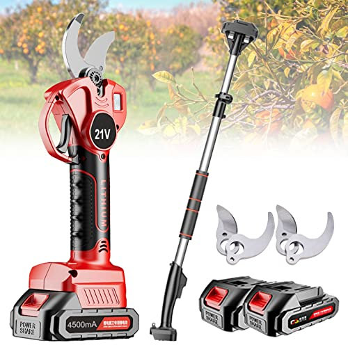 Tijera Eléctrica inalámbricas con Pértiga de extensión 2.1m,Tijeras de Podar Bateria Profesional LCD,podadora Recortadora de Ramas de árboles,Apto para 35MM (Color : 3 Battery, Size : 3 Blade)